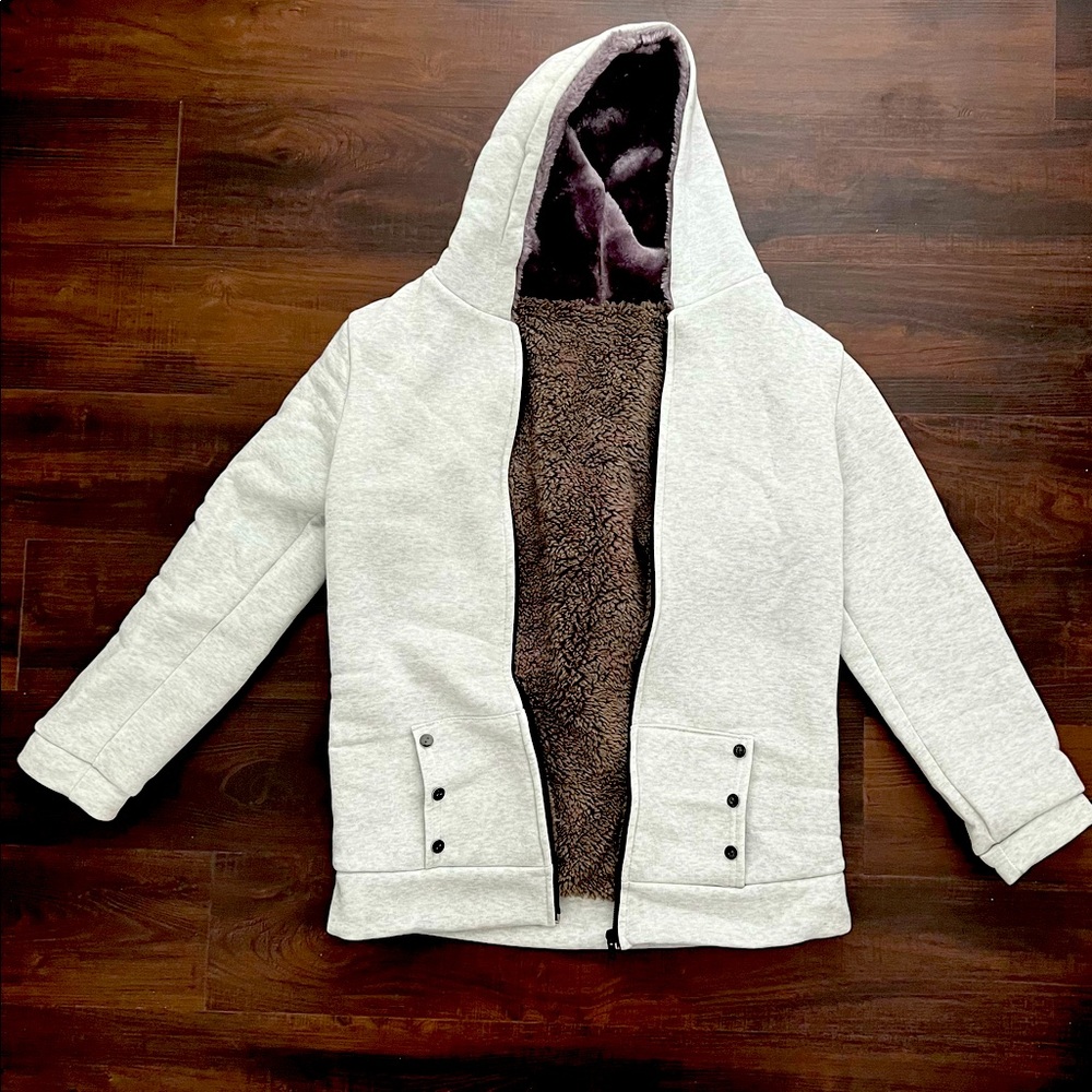 Plush zip up hoodie jacket